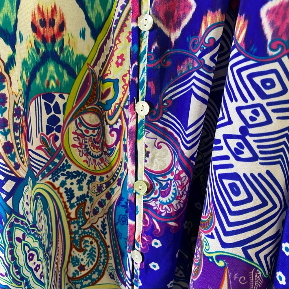 Chico's Vibrant Multicolor Patterned Cold Shoulde… - image 5